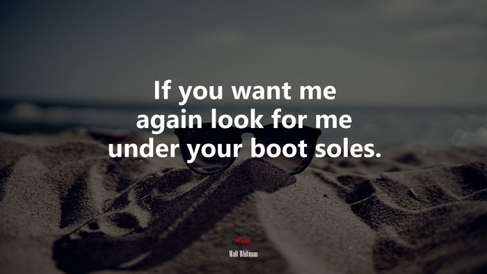 If you want me again look for me under your boot soles. | Walt Whitman quote