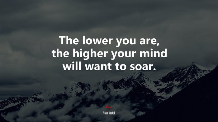 The lower you are, the higher your mind will want to soar. | Yann Martel quote