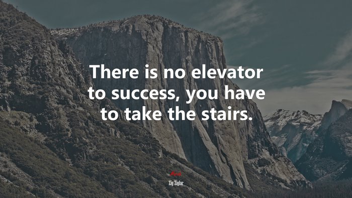 There is no elevator to success, you have to take the stairs. | Zig Ziglar quote