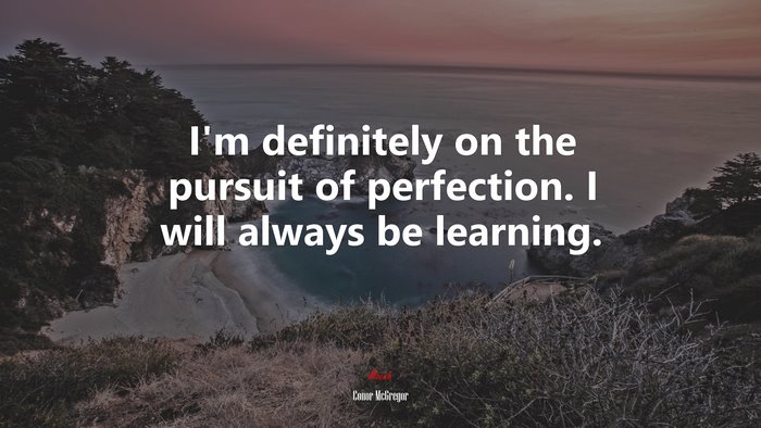 I’m definitely on the pursuit of perfection. I will always be learning. | Conor McGregor quote