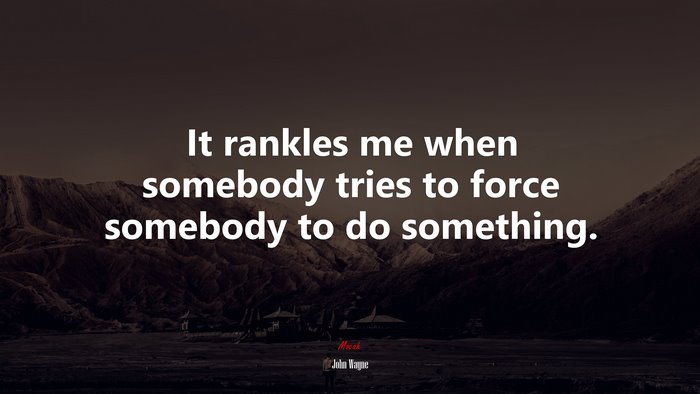 It rankles me when somebody tries to force somebody to do something. | John Wayne quote