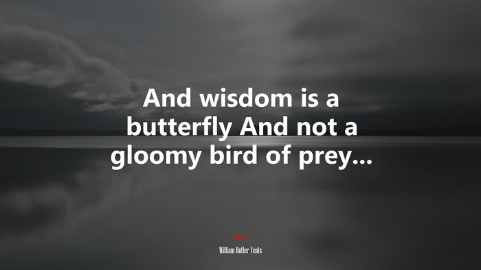 And wisdom is a butterfly And not a gloomy bird of prey... | William Butler Yeats quote