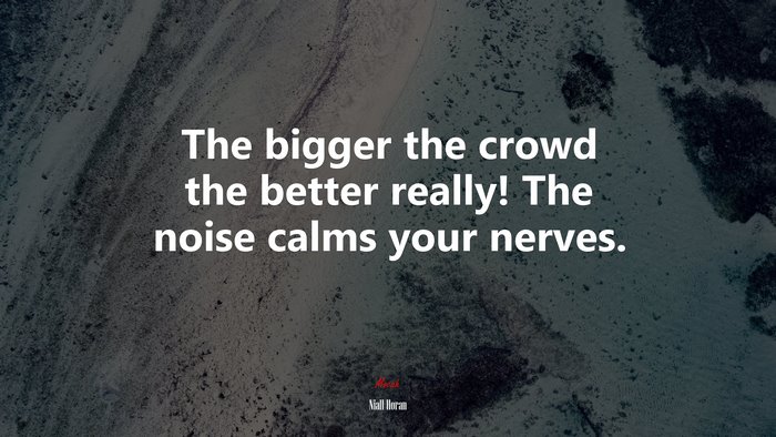 The bigger the crowd the better really! The noise calms your nerves. | Niall Horan quote