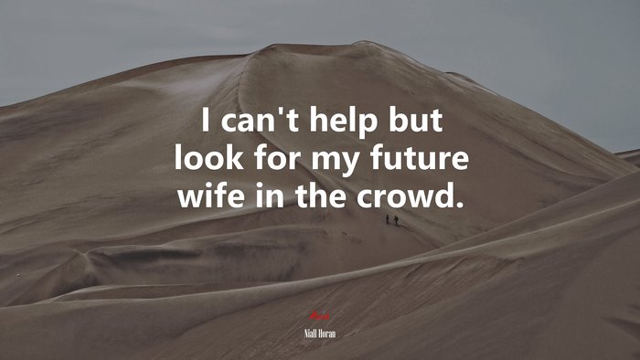 I can’t help but look for my future wife in the crowd. | Niall Horan quote