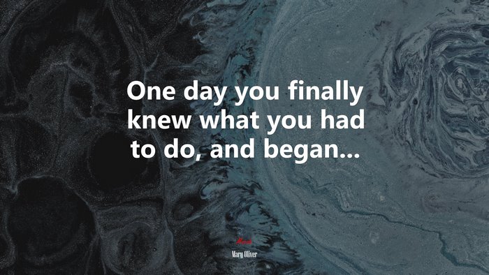 One day you finally knew what you had to do, and began... | Mary Oliver quote