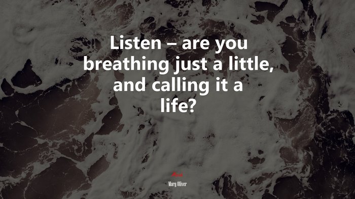 Listen – are you breathing just a little, and calling it a life? | Mary Oliver quote