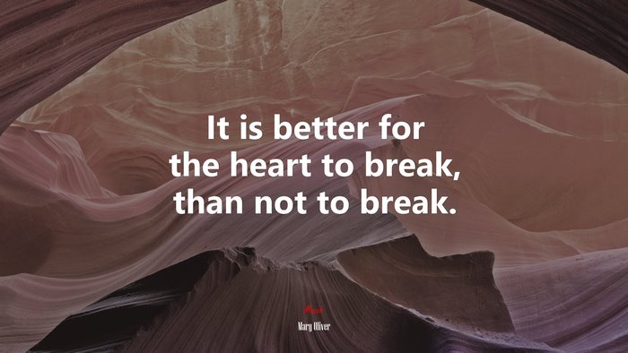 It is better for the heart to break, than not to break. | Mary Oliver quote