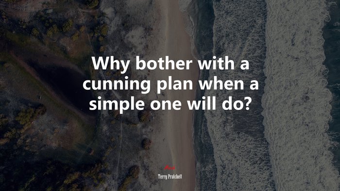 Why bother with a cunning plan when a simple one will do? | Terry Pratchett quote