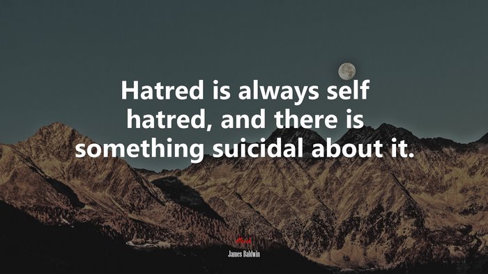 Hatred is always self hatred, and there is something suicidal about it. | James Baldwin quote
