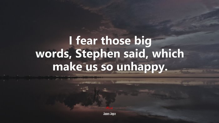 I fear those big words, Stephen said, which make us so unhappy. | James Joyce quote