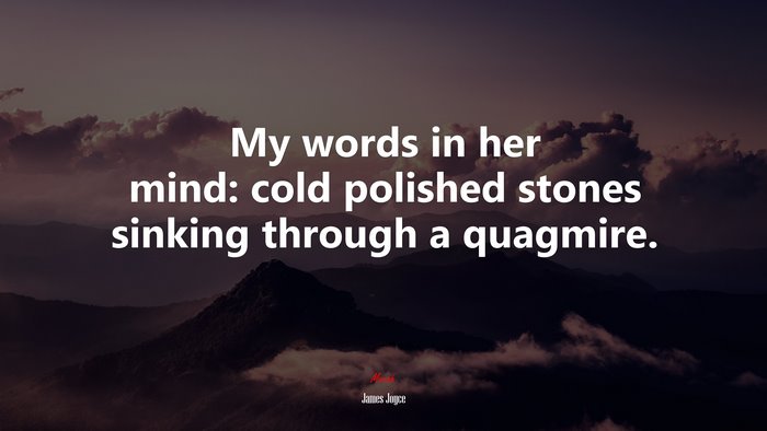 My words in her mind: cold polished stones sinking through a quagmire. | James Joyce quote