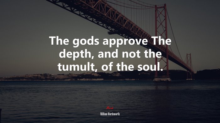The gods approve The depth, and not the tumult, of the soul. | William Wordsworth quote