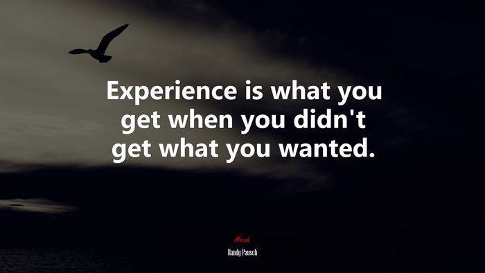 Experience is what you get when you didn’t get what you wanted. | Randy Pausch quote