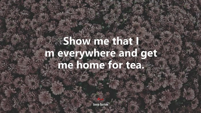 Show me that I m everywhere and get me home for tea. | George Harrison quote