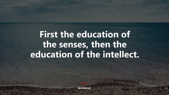 First the education of the senses, then the education of the intellect. | Maria Montessori quote