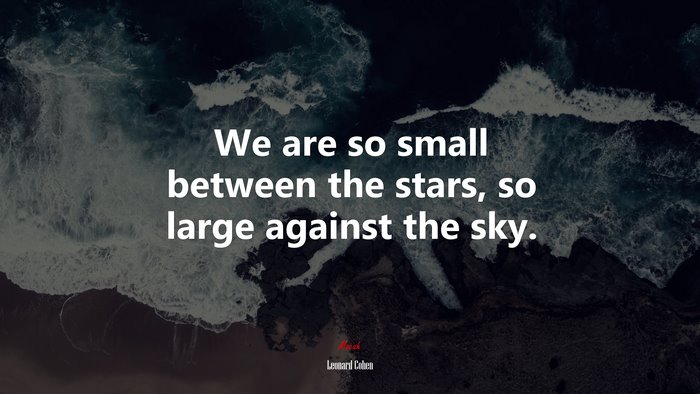 We are so small between the stars, so large against the sky. | Leonard Cohen quote