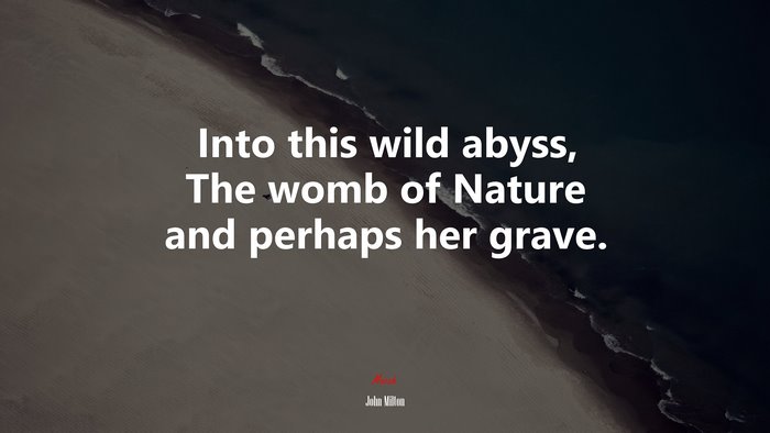 Into this wild abyss, The womb of Nature and perhaps her grave. | John Milton quote