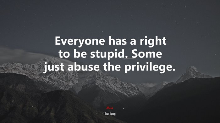 Everyone has a right to be stupid. Some just abuse the privilege. | Dave Barry quote