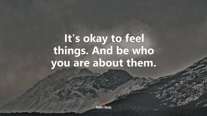 It’s okay to feel things. And be who you are about them. | Stephen Chbosky quote