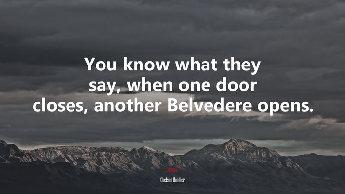 You know what they say, when one door closes, another Belvedere opens. | Chelsea Handler quote