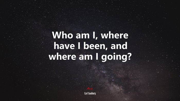 Who am I, where have I been, and where am I going? | Carl Sandburg quote