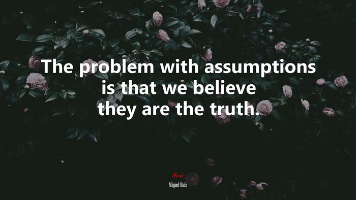The problem with assumptions is that we believe they are the truth. | Miguel Ruiz quote