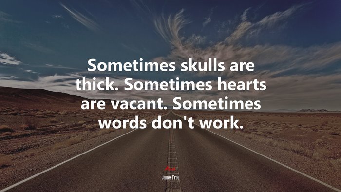 Sometimes skulls are thick. Sometimes hearts are vacant. Sometimes words don’t work. | James Frey quote