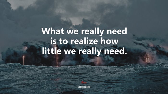 What we really need is to realize how little we really need. | Ashleigh Brilliant quote