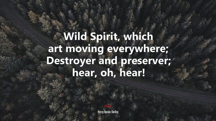 Wild Spirit, which art moving everywhere; Destroyer and preserver; hear, oh, hear! | Percy Bysshe Shelley quote