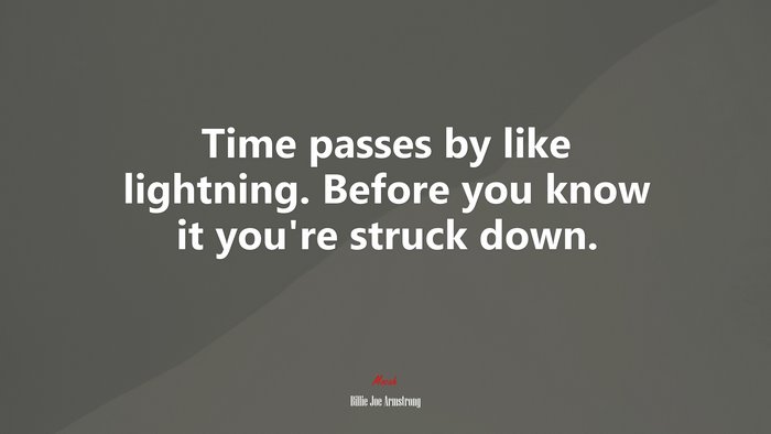 Time passes by like lightning. Before you know it you’re struck down. | Billie Joe Armstrong quote