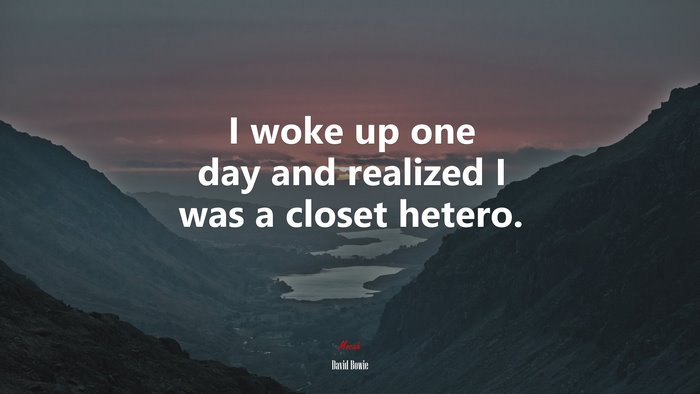 I woke up one day and realized I was a closet hetero. | David Bowie quote