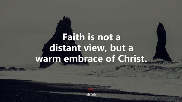 Faith is not a distant view, but a warm embrace of Christ. | John Calvin quote