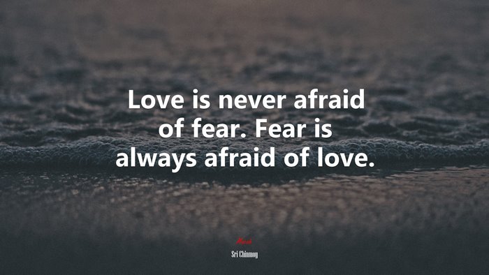 Love is never afraid of fear. Fear is always afraid of love. | Sri Chinmoy quote