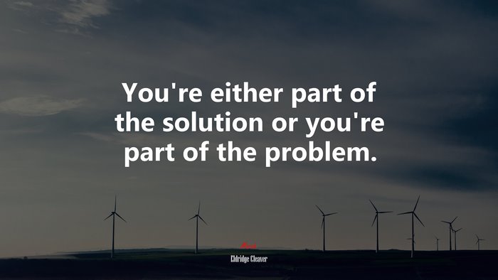 You’re either part of the solution or you’re part of the problem. | Eldridge Cleaver quote