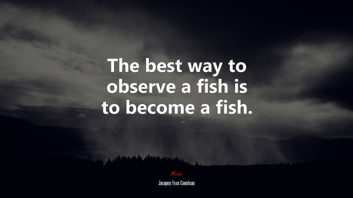 The best way to observe a fish is to become a fish. | Jacques-Yves Cousteau quote