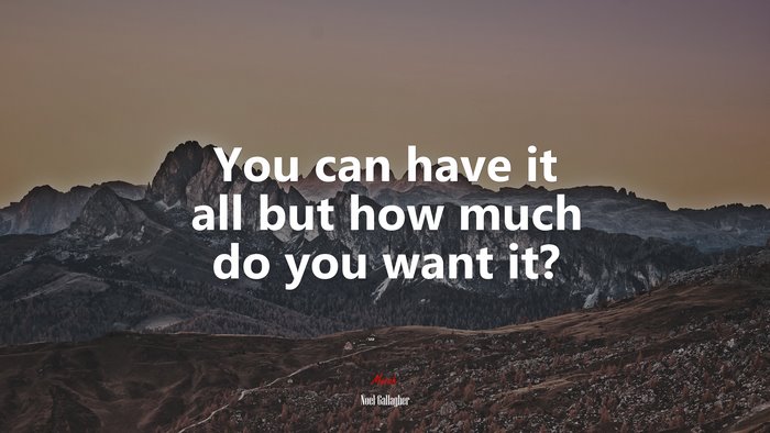 You can have it all but how much do you want it? | Noel Gallagher quote