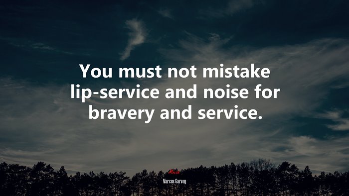 You must not mistake lip-service and noise for bravery and service. | Marcus Garvey quote