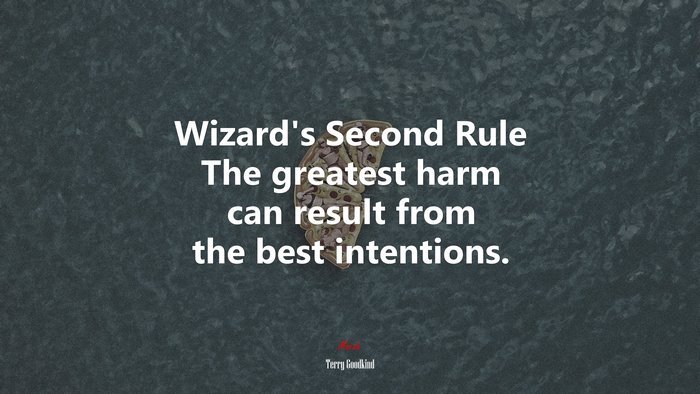 Wizard’s Second Rule The greatest harm can result from the best intentions. | Terry Goodkind quote