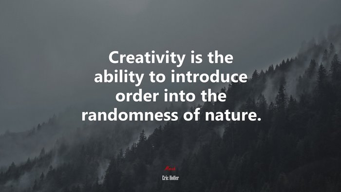 Creativity is the ability to introduce order into the randomness of nature. | Eric Hoffer quote