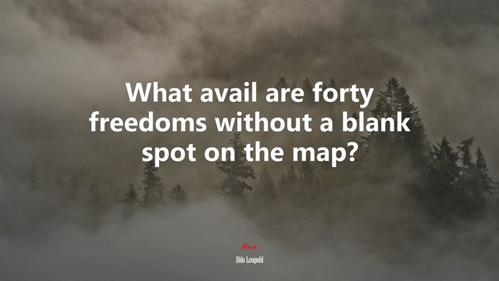 What avail are forty freedoms without a blank spot on the map? | Aldo Leopold quote