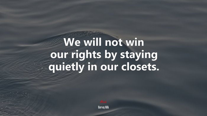 We will not win our rights by staying quietly in our closets. | Harvey Milk quote