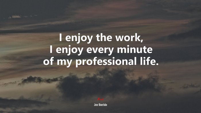 I enjoy the work, I enjoy every minute of my professional life. | Jose Mourinho quote