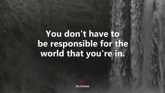 You don’t have to be responsible for the world that you’re in. | John von Neumann quote