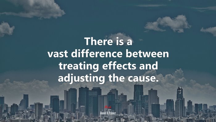 There is a vast difference between treating effects and adjusting the cause. | Daniel D. Palmer quote