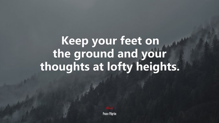 Keep your feet on the ground and your thoughts at lofty heights. | Peace Pilgrim quote