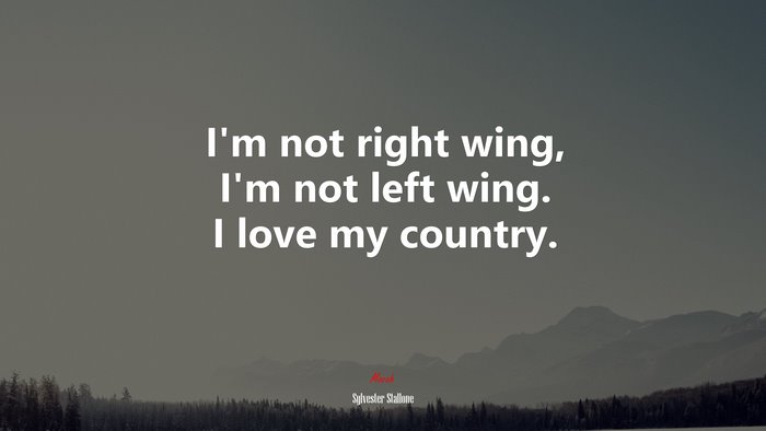 I’m not right wing, I’m not left wing. I love my country. | Sylvester Stallone quote