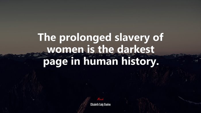 The prolonged slavery of women is the darkest page in human history. | Elizabeth Cady Stanton quote
