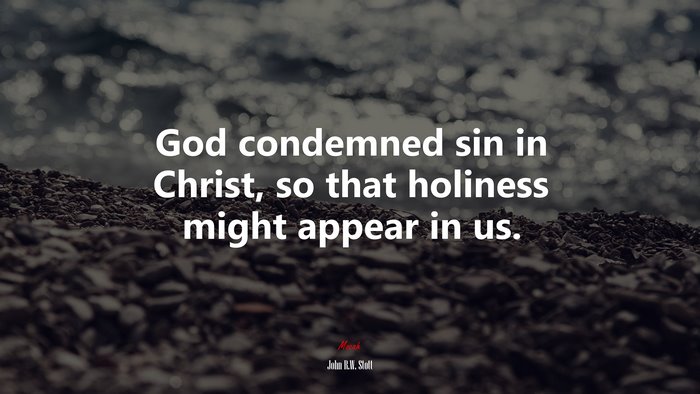 God condemned sin in Christ, so that holiness might appear in us. | John R.W. Stott quote