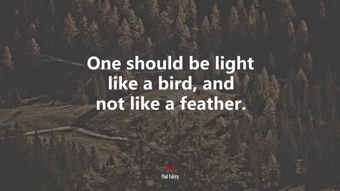 One should be light like a bird, and not like a feather. | Paul Valéry quote