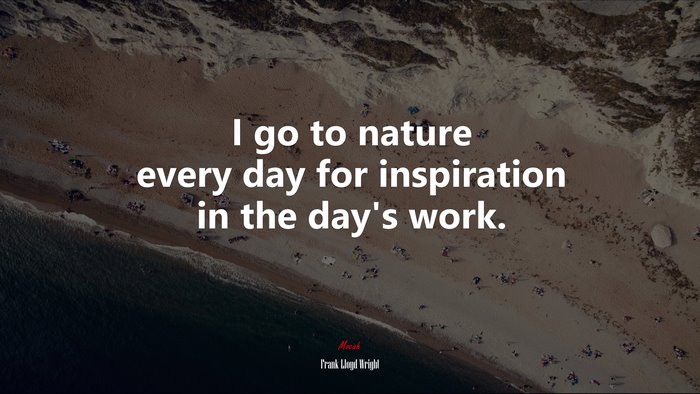 I go to nature every day for inspiration in the day’s work. | Frank Lloyd Wright quote